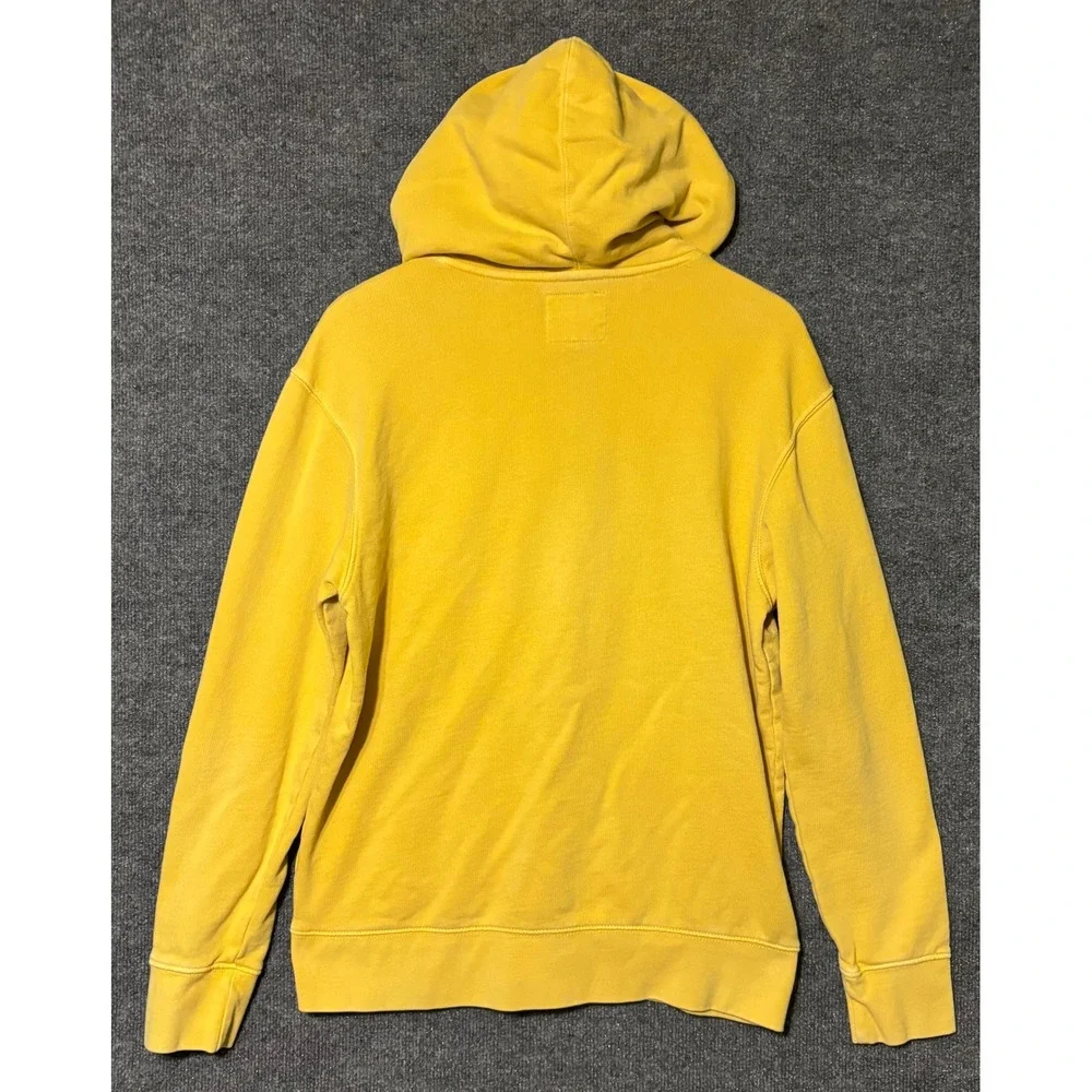 American Eagle Mens Yellow Box Logo Graphic Pullover Hoodie Sweatshirt Medium‎